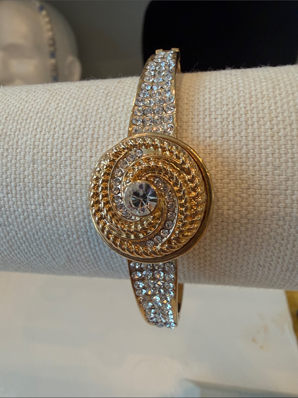 Hallmark Gold-Tone Crystal Spiral Medallion Bracelet